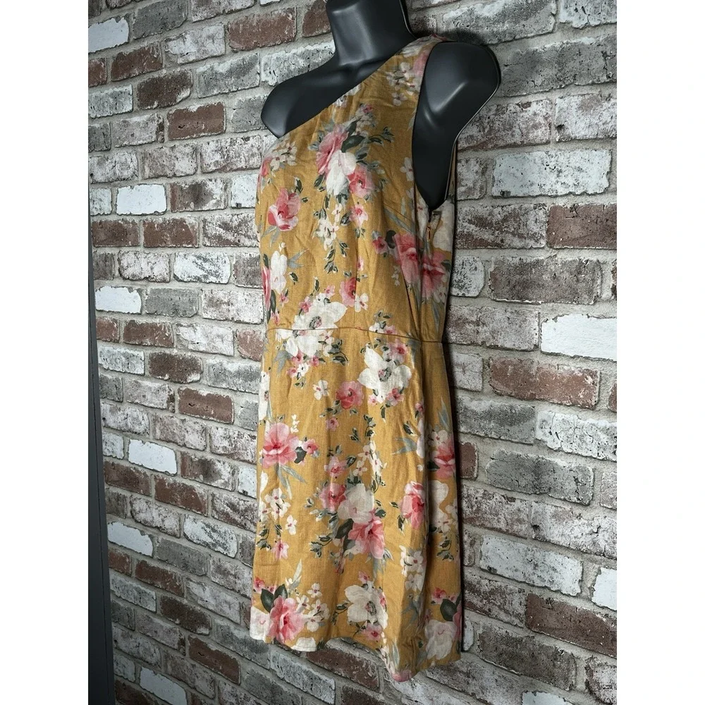 Abercrombie‎ Fitch Floral Linen Blend Dress Size Medium One Shoulder Spring